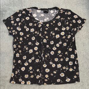 Kids Floral Black Button-Up